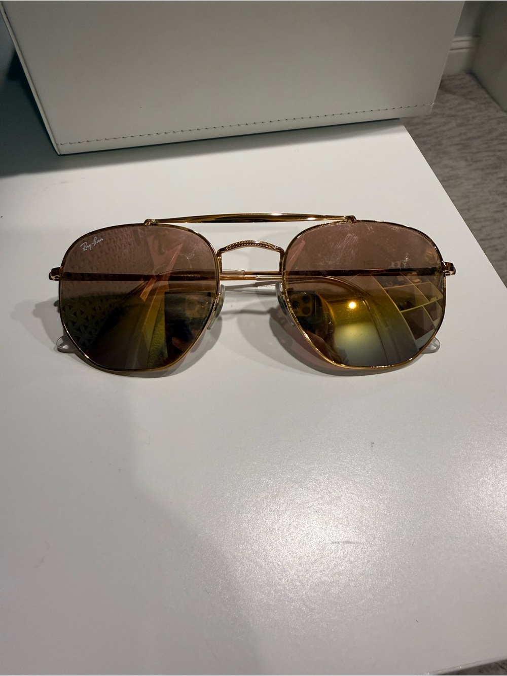 Ray-Ban Woen’s Gold Frame Brown Mirrored Sunglasses